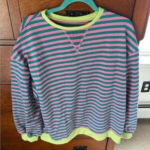 Striped Sweatshirt - Pink and Green